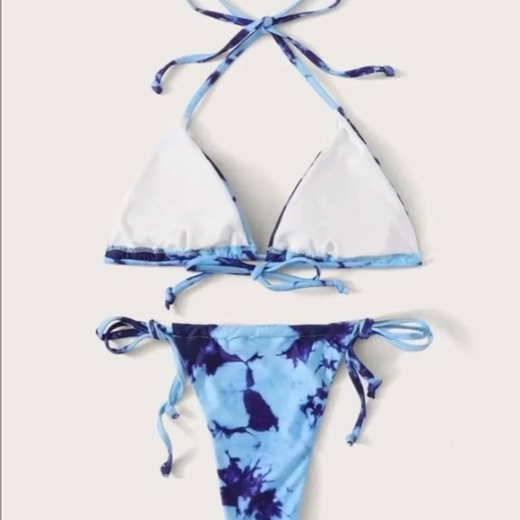 Blue Tie Dye Halter Bikini size large - Picture 3 of 3